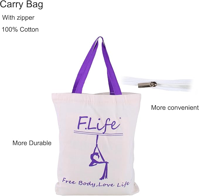 F.Life Aerial Yoga Hammock kit- Yoga Swing Multicolor 5 yards-Flying Yoga Include Daisy Chain,Carabiner and Pose Guide-StrideForce Fitness