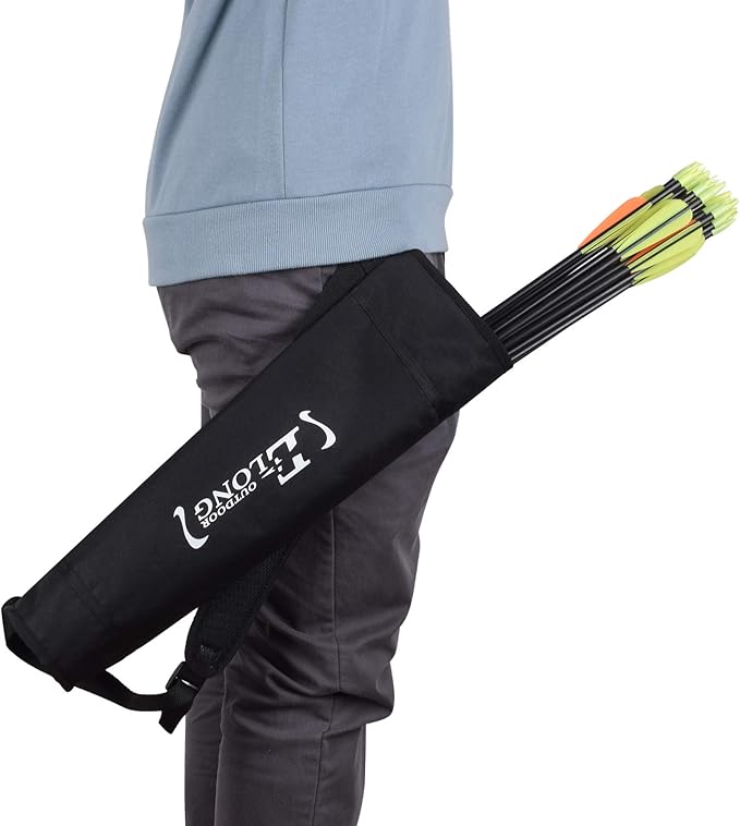 YLS Archery Hip and Back Quiver for Arrows - Black Arrow Quiver for Kids and Adults - Adjustable Arrow Holder with a Padded Strap and Belt Clip - Archery Accessories for Field and Practice-StrideForce Fitness