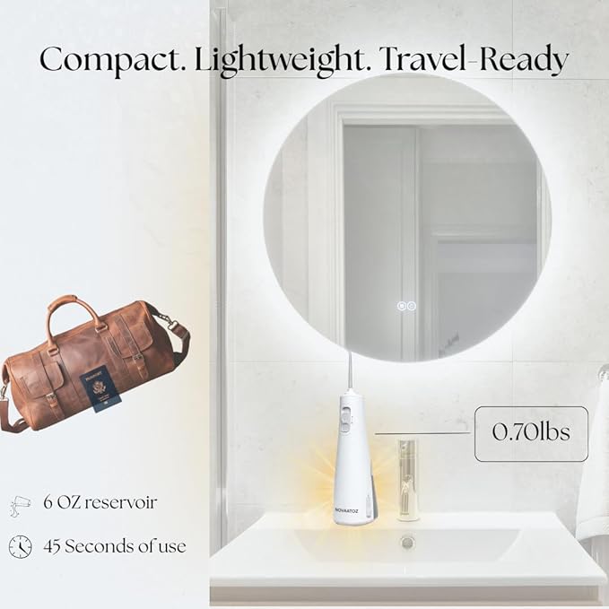 HydroAdvance Cordless Water Flosser for Teeth & Gums | Rechargeable Portable Oral Irrigator for Braces & Travel | Pulse Cleaning with 2 Flossing Tips | Waterproof Dental Care Device (White)