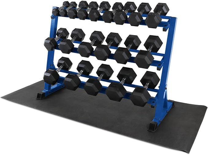 WF Athletic Supply Heavy-Duty Dumbbell Rack Stand, Weight Rack for Home Gym, Weight Holder, Available Sizes for Storage 5-50LB or 5-75LB Dumbbell Pairs, Black/Red/Green/Blue, RACK ONLY
