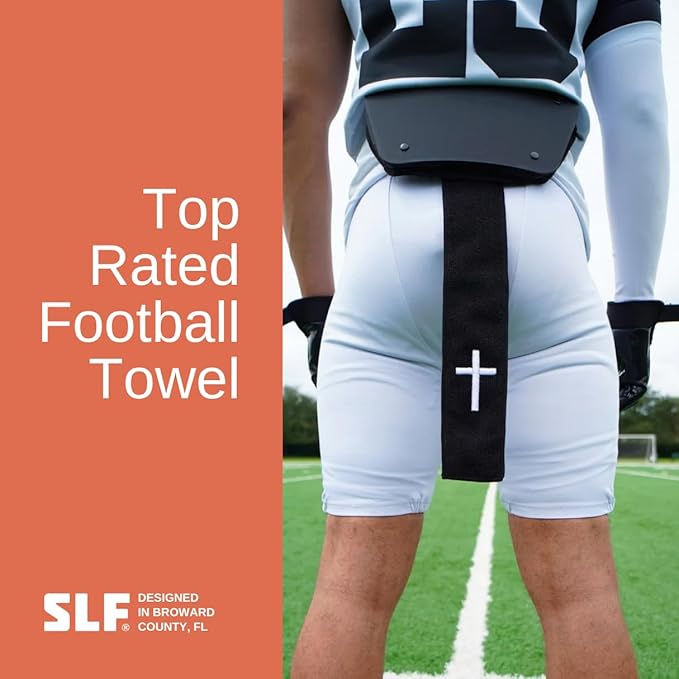 SLEEFS Faith Cross Black Thin Football Towel-StrideForce Fitness