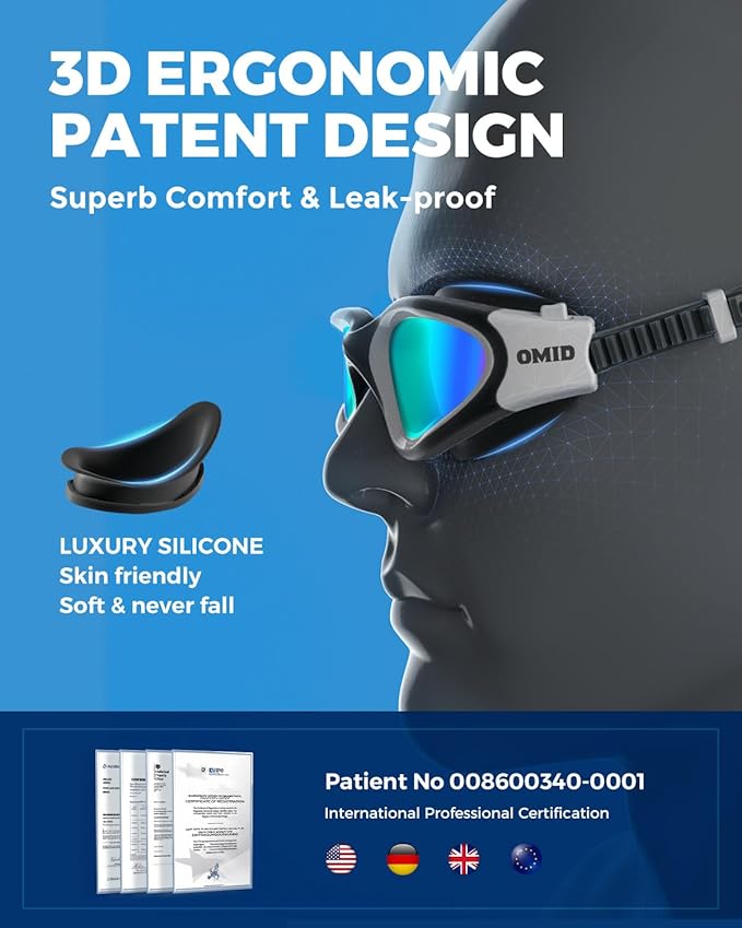 OMID Swim Goggles, P2 Polarized Swimming Goggles for Men Anti-fog Goggles Swimming for Adult Women-StrideForce Fitness