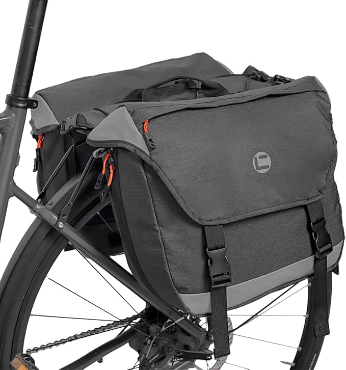Bike Panniers, Waterproof Panniers Bike Bags for Rear Rack 25L-35L Expandable – Large Bicycle Saddle Bag with Reflective Strips, Double Panniers Storage Cargo Bag for Cycling Traveling Commuting-StrideForce Fitness