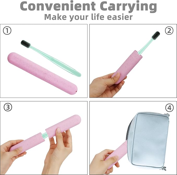 4 Pack Travel Toothbrush Case, Plastic Dust-Proof Travel Toothbrush Holder, Portable Breathable Tooth Brush Cover Container for Trip Home Camping Traveling School Business(4 Colors)