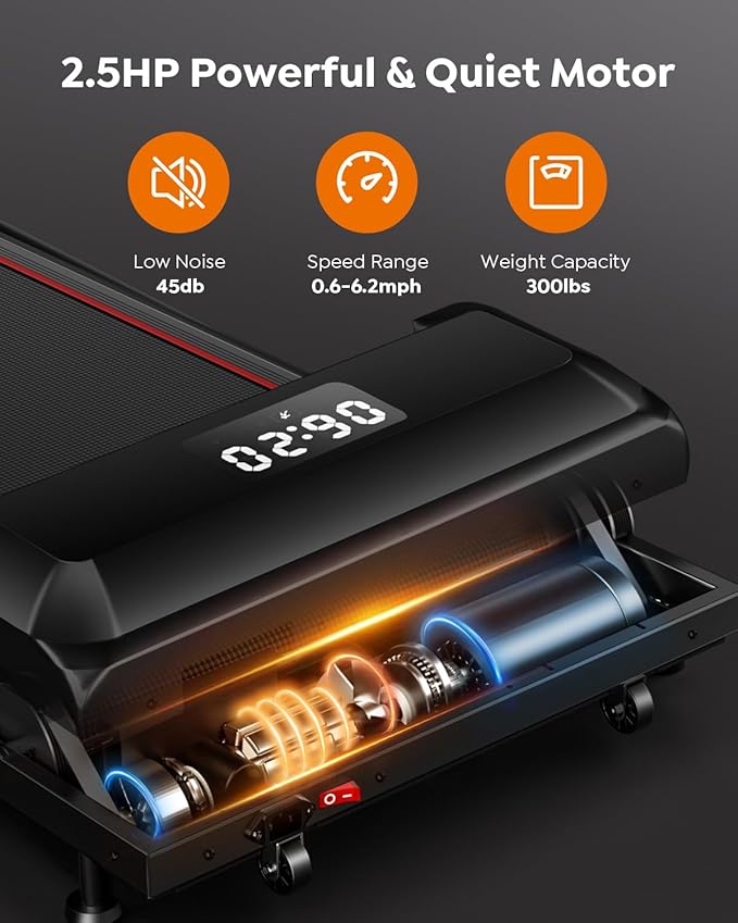 Walking Pad Treadmill with Incline, 2 in 1 Foldable Treadmills for Home Small Office, 300lbs Portable Compact Under Desk Treadmill with App, Remote Control and LED Display-StrideForce Fitness