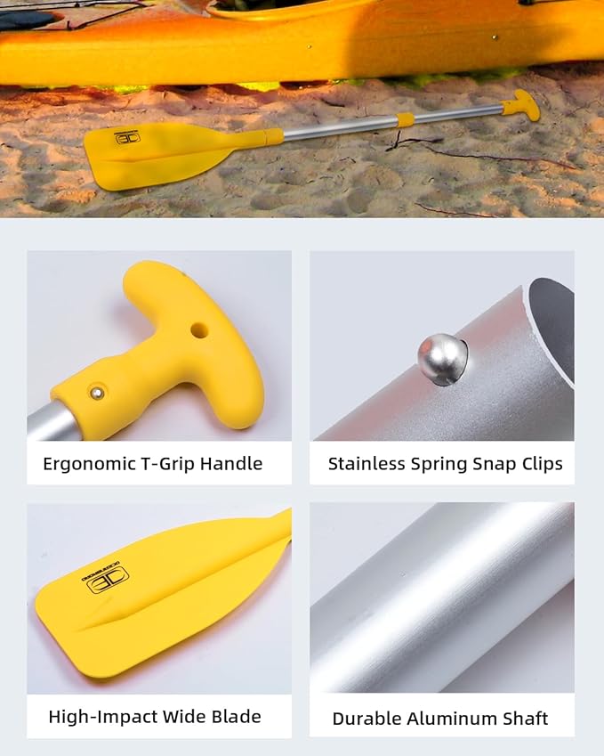 OCEANBROAD Telescoping Emergency Paddle 21''-42''（Assembling Required）/26''-54'' Aluminium Shaft for Kayaking Boating Canoeing River Tubing-StrideForce Fitness