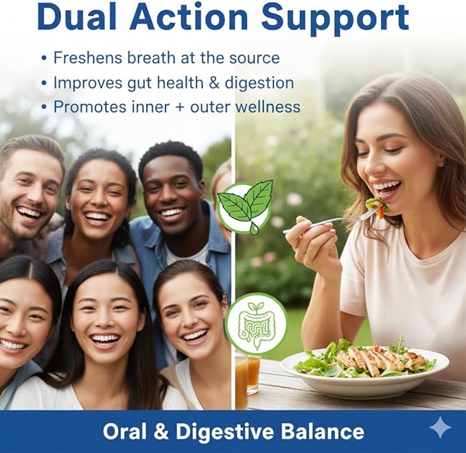 Therefore B. Fresh Breath Freshener Capsules for Adults – Oral Probiotics for Bad Breath & Dental Health Support – Fresh Breath from Inside, Alcohol-Free, Vegan – 120 Capsules