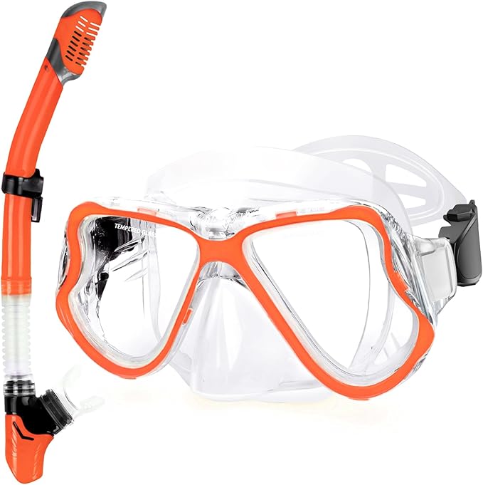 Greatever Dry Snorkel Set,Panoramic Wide View,Anti-Fog Scuba Diving Mask,Professional Snorkeling Gear-StrideForce Fitness
