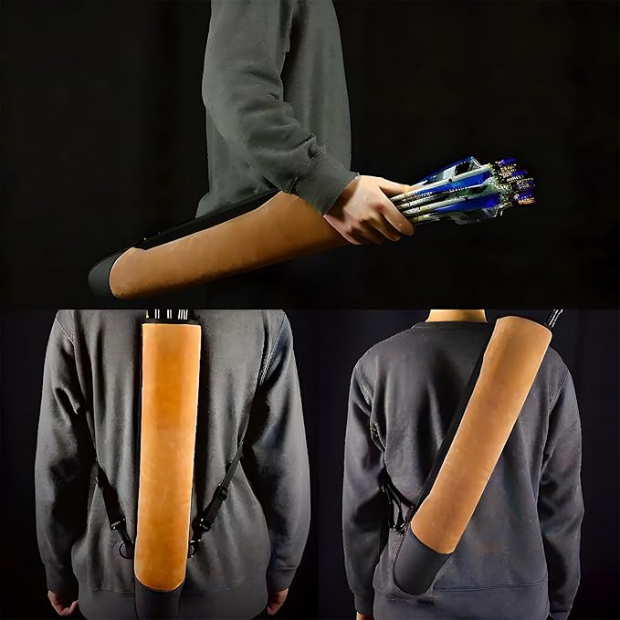 DAPace Leather Arrow Quiver for Recurve Bow/Compound Bow, 20 Inch Back Archery Quiver, Quiver Arrow Holder Holds Up to 36 Arrows, Brown-StrideForce Fitness