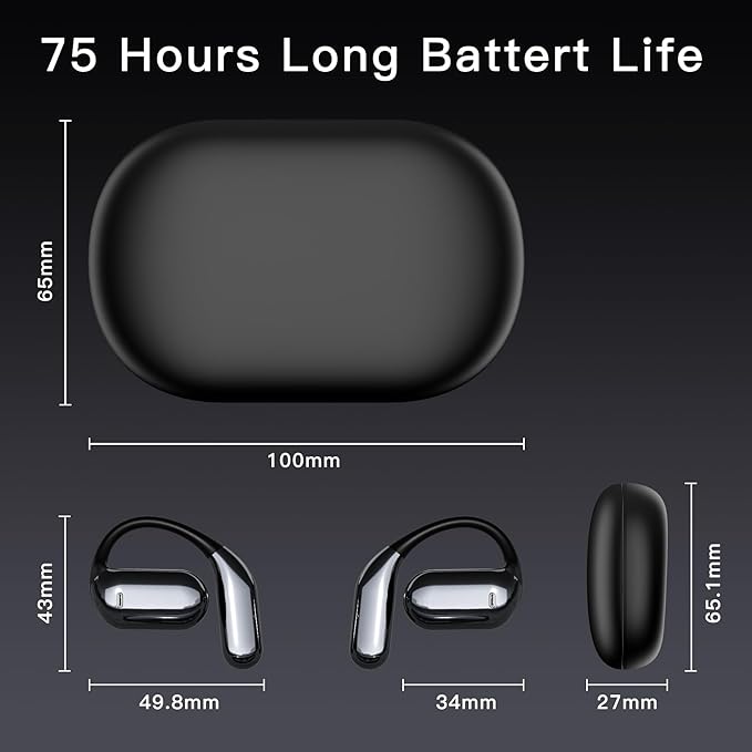 Wireless Earbuds Bluetooth Earbuds Built-in Mic with Ear Hooks 50H Playtime Ear Buds LED Display Charging Case Waterproof Design for Running Fitness-StrideForce Fitness