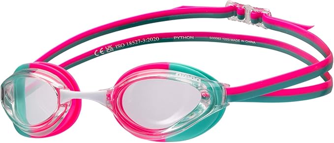 ARENA Unisex Python Racing Swim Goggles for Men and Women Anti-Fog No Leak Max Comfort Dual Strap, Mirror/Non-Mirror Lens-StrideForce Fitness