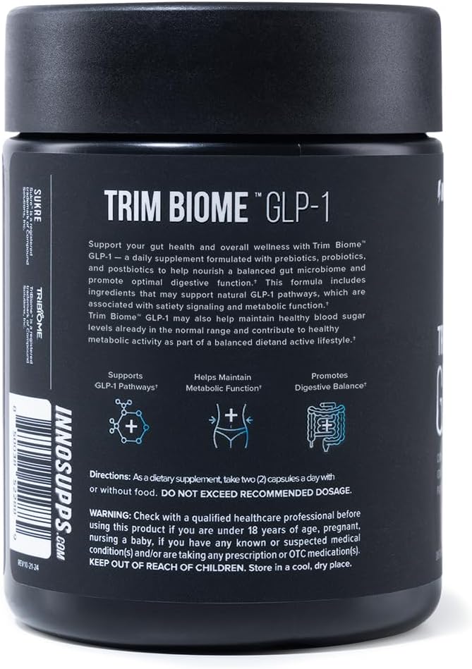 InnoSupps Trim Biome™ GLP-1 | Gut Health + Metabolic Support* | Prebiotic + Probiotic + Postbiotic | Akkermansia + Berberine | 60 Capsules. 30 Servings-StrideForce Fitness