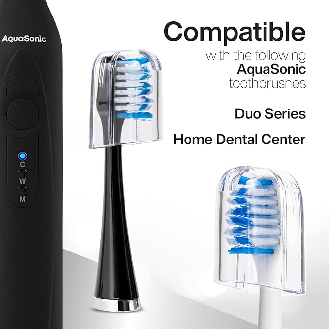 AquaSonic Genuine Duo Series Replacement Brush Heads | for Normal & Sensitive Teeth | Compatible with Duo Series & Home Dental Center Toothbrush Handles | NOT Compatible with Duo Series Pro