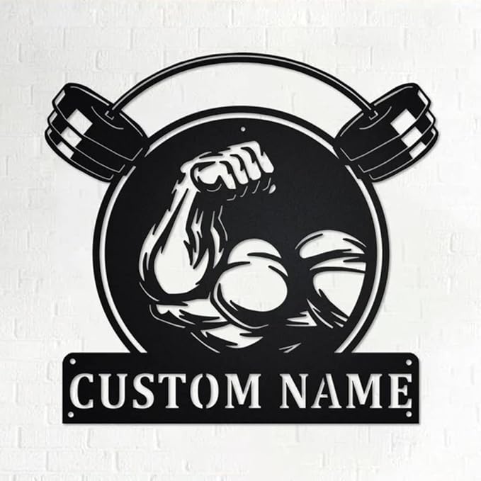 Personalized Gym Sign Custom Metal Wall Art for Workout Room, Home Fitness Center, Motivational Garage Decor, Powerlifting Gifts for Women, Men, Dad, Papa, Grandpa, Mother, Sister, Girls, Family-StrideForce Fitness