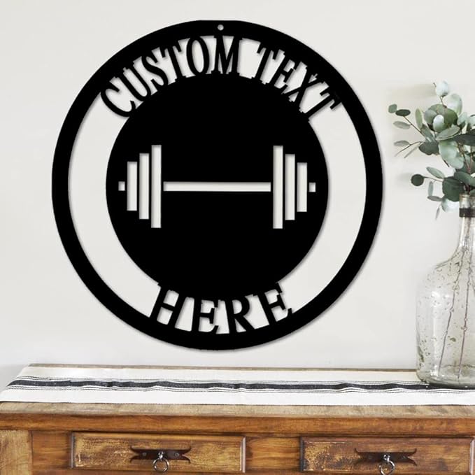 Custom Gym Metal Sign Personalized Workout Room Powerlifting Decor, Home Fitness Motivational Garage Center Wall Art, Gift for Women, Men, Dad, Papa, Grandpa, Mother, Sister, Girls, Modern Design-StrideForce Fitness
