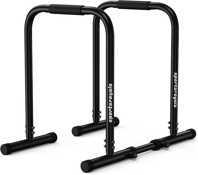 Sportsroyals Adjustable Dip Bar Station, Heavy Duty Parallette & Parallel Bars, 400LBS Stable Dip Stands for Home Gym, Calisthenics & Upper Body Workout Equipment-StrideForce Fitness