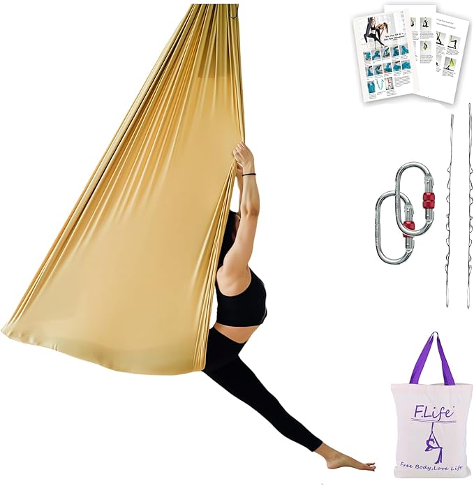 F.Life Aerial Silk Yoga Hammock & Swing for yoga Inversion,Strength training,starter hardware kit-StrideForce Fitness