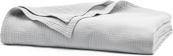 BOLL & BRANCH Dream Bed Blanket - Twin/Twin XL, Sky - Luxury 100% Organic Cotton - Soft, Lightweight and Breathable - Cloud-Like Touch-StrideForce Fitness