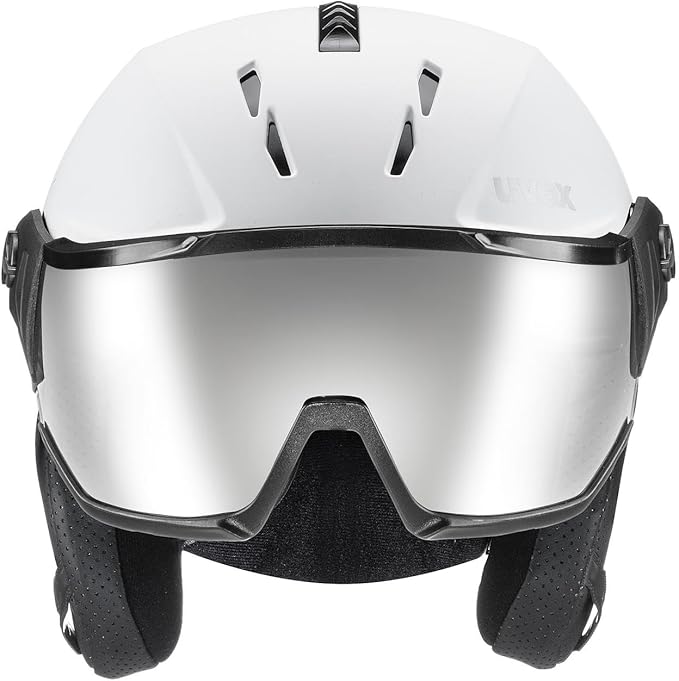 uvex Instinct Visor - Adjustable ski & Snowboard Helmet with Integrated Visor for Women & Men - White-Black Matte - Large-StrideForce Fitness