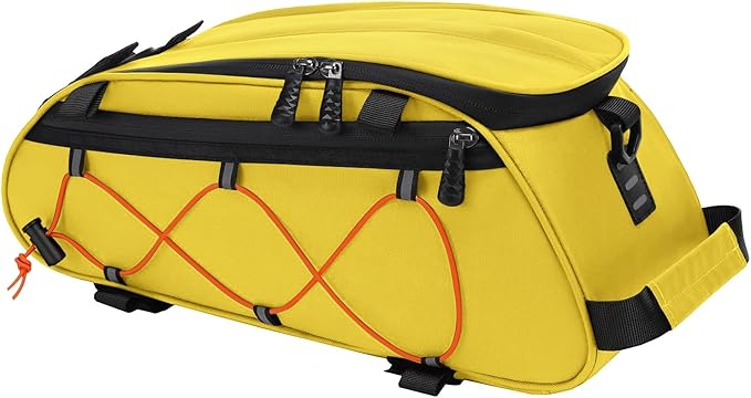 MOSISO Bike Rack Bag with 2 Removable Panniers, Waterproof Bike Trunk Cooler Storage Handbag Insulated Bicycle Rear Seat Pouch, Bicycle Storage Saddle Shoulder Bag Cycling Luggage Pouch, Yellow-StrideForce Fitness