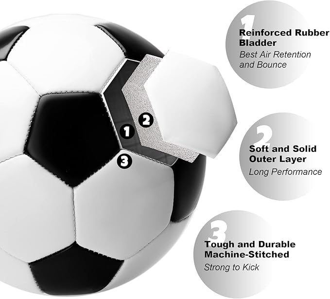 Soccer Ball Size 2 Size 3 Size 4 Size 5 with Pump - Single, 2 or 3 Pack - Official Size & Weight - Classic Indoor Outdoor Soccer Long-Lasting - Ideal Gift for Toddler Kids Boys Girls Youth Adult-StrideForce Fitness
