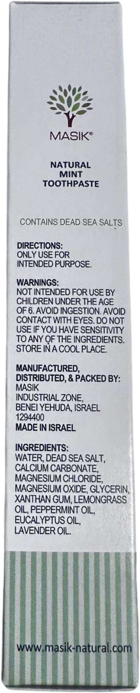 Masik Natural Toothpaste – Whitening & Sensitive Teeth | Dead Sea Salt | Stain & Plaque Remover | Bleeding Gums & Canker Sore Care | Floride & SLS-Free | Non-Foaming | Made in Israel (Mint, 3-Pack)
