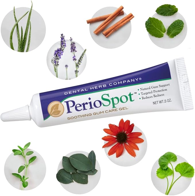 Dental Herb Company - PerioSpot Mouth Sore and Gum Care Gel - Soothes and relieves discomfort from Canker sores and Gum Irritation (.5 oz.)