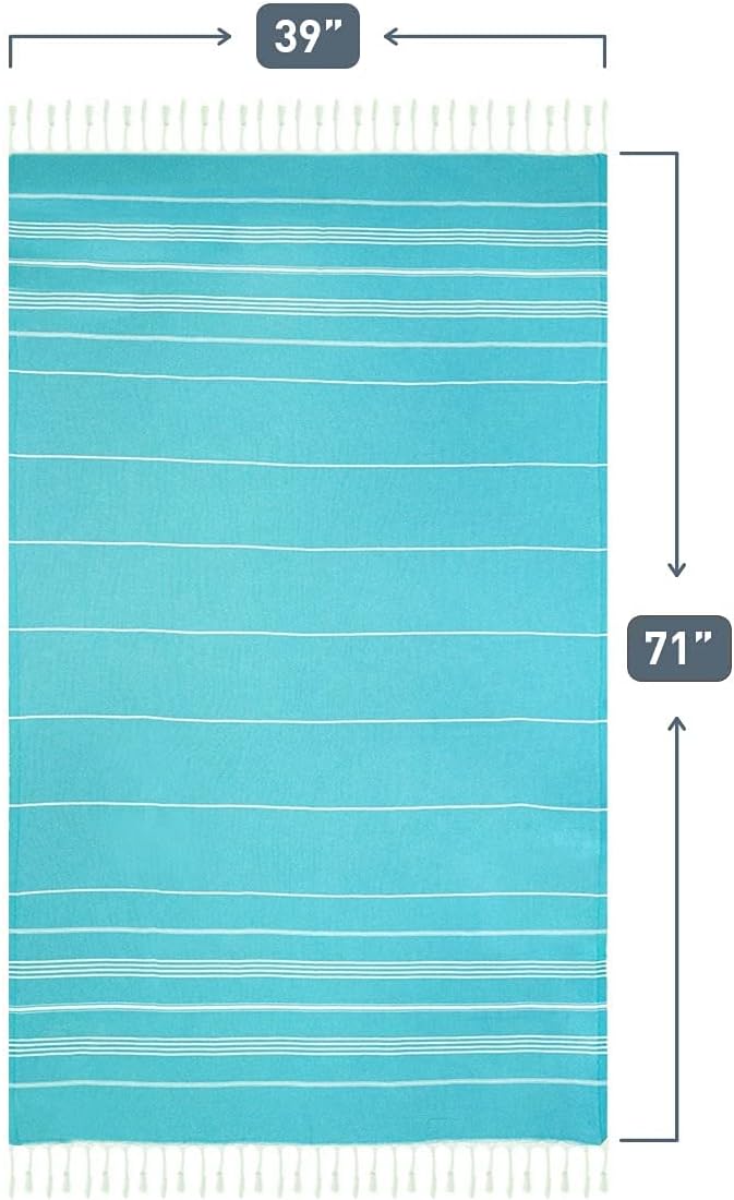 HAVLULAND Turkish Beach Towel Pack of 6 – 100% Cotton Beach Towels Bulk 72 x 40'' – Oversized, Quick Dry & Sand Free Beach Towel – Lightweight Turkish Bath Towels Set-StrideForce Fitness