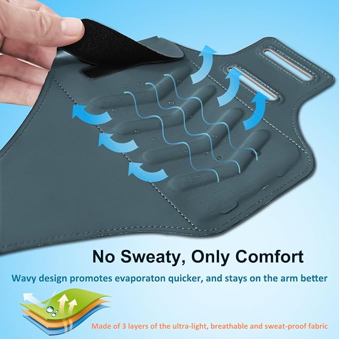 Phone Holder for Running-Arm Band for Running for iPhone & Samsung Galaxy, Cell Phone Armband Holder for Walking, Gym, Workout, Men, Women, w/Adjustable Strap & Zipper Pocket (Grey-M)-StrideForce Fitness