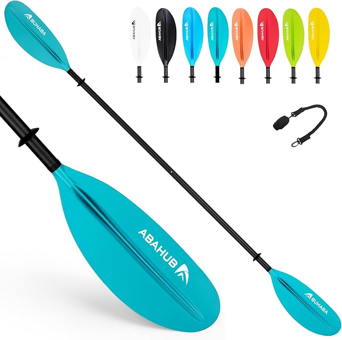 Abahub 1 x Carbon Kayak Paddles, 90.5 Inches Kayaking Oars for Boating, Canoeing with Free Paddle Leash, Carbon Fiber Shaft Black/Blue/Green/Orange/Yellow/White/Red Plastic Blades-StrideForce Fitness