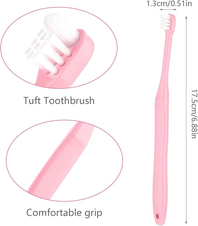 WLLHYF 2 Pieces Tuft Toothbrush Small Head End Tapered Interdental Interspace Nursing Soft Tiny Toothbrush Orthodontic Periodontal Dental Products(Blue + Green)