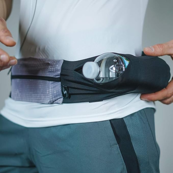 3 Pocket Adjustable Running Belt Waist Pack, Fanny Pack For Working Out With Sweat Resistant Backing, Holds All iPhone Models-StrideForce Fitness