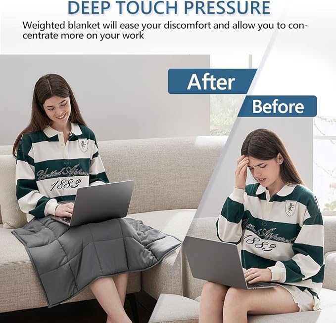 L'AGRATY Weighted Lap Blanket 7lb: Small Weighted Blankets for Adults Portable Travel - Cooling Pad Blanket for Relaxation Sleeping - Cozy Lap Washable All-Season(29" x 24")-StrideForce Fitness