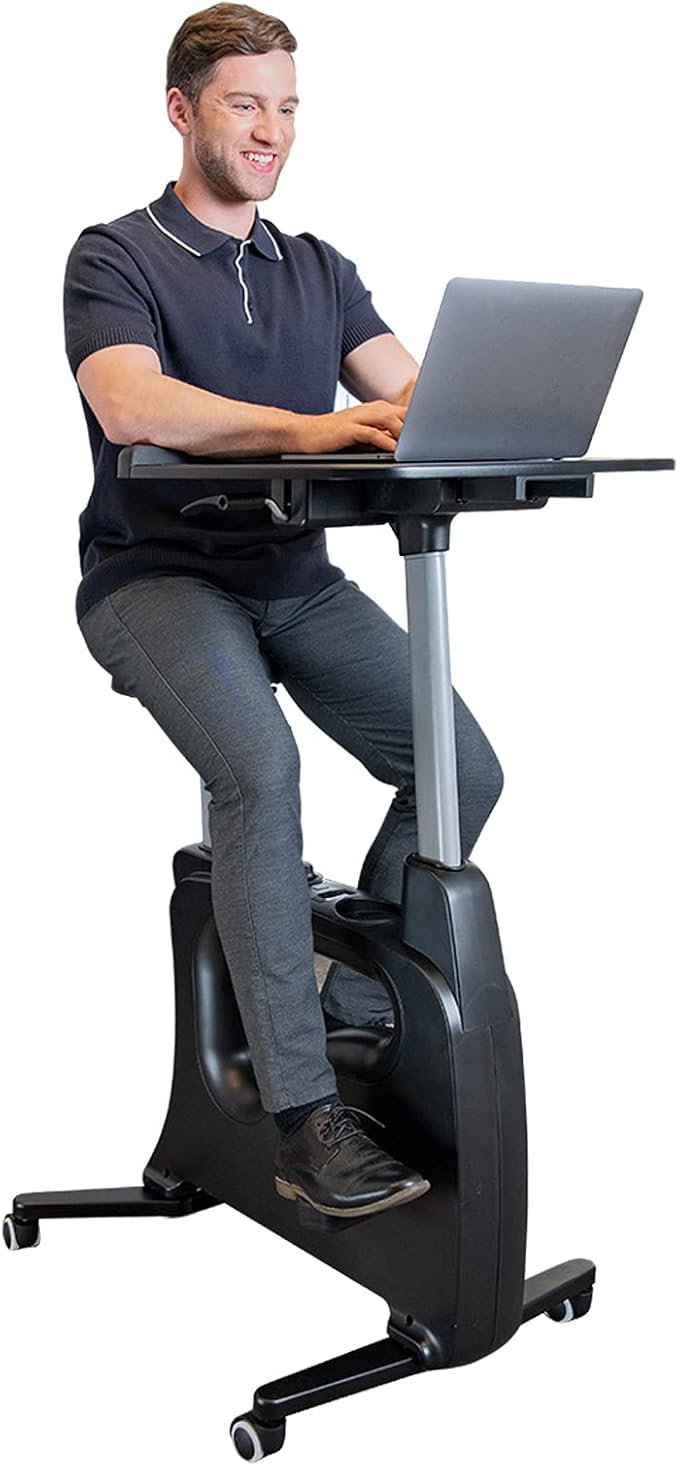 FLEXISPOT Exercise Bike with 2D Desktop, Space Saving Under Desk Bike with Removable Desk, Stationary Bikes Indoor Bikes with 300LBS Heavy Duty 8-Level Resistance Flywheel Optional LCD, V9PRO/V9MAX-StrideForce Fitness