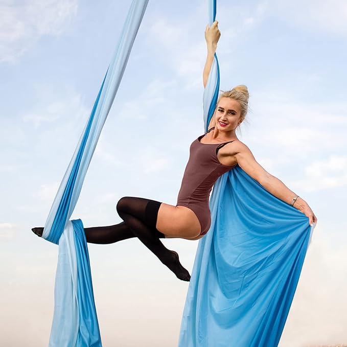 PRIOR FITNESS Aerial Silks Kit Colorful 9/15/20 Yards 40D Nylon Fabric Hammock Set With Hardware & Guide for All Levels Of Aerial Yoga Practice and Acrobatic Flying For Adults Aerial silk-StrideForce Fitness
