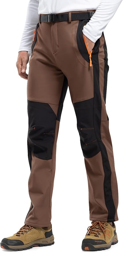 Rdruko Men's Snow Ski Pants Waterproof Insulated Winter Outdoor Snowboard Hiking Fleece Pants with Belt-StrideForce Fitness