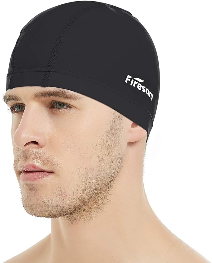 Firesara Fabric Swim Cap, High Elasticity Swimming Cap Keeps Hair Clean Breathable Fit Both Long Hair Short Hair, Swim Caps Woman Girls Men Kids One Size Hat-StrideForce Fitness