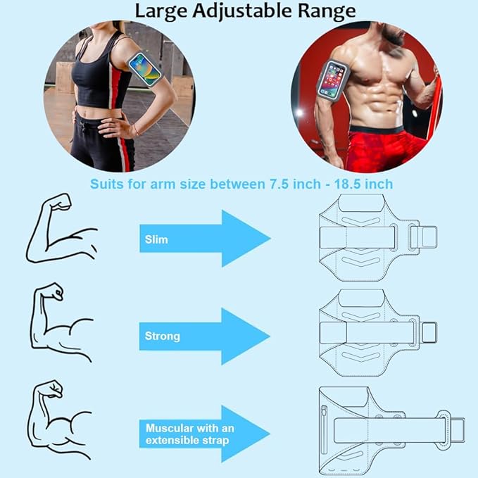 Phone Holder for Running-Arm Band for Running for iPhone & Samsung Galaxy, Cell Phone Armband Holder for Walking, Gym, Workout, Men, Women, w/Adjustable Strap & Zipper Pocket (Grey-M)-StrideForce Fitness