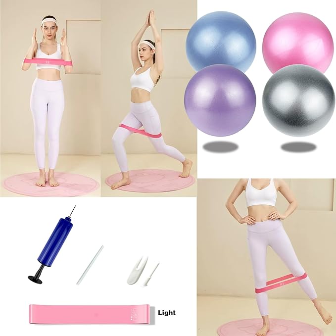 Pilates Ball 9 inch with Pump 5.2oz for Exercise Home Workout Physical Therapy Yoga-StrideForce Fitness