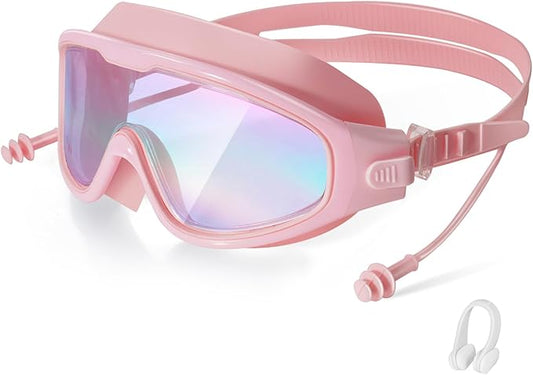 Adult Swimming Goggles,Leak-Proof,Anti-Fog Pool Glasses,Wide View Swim Goggles with Ear Plugs and Nose Clip-StrideForce Fitness
