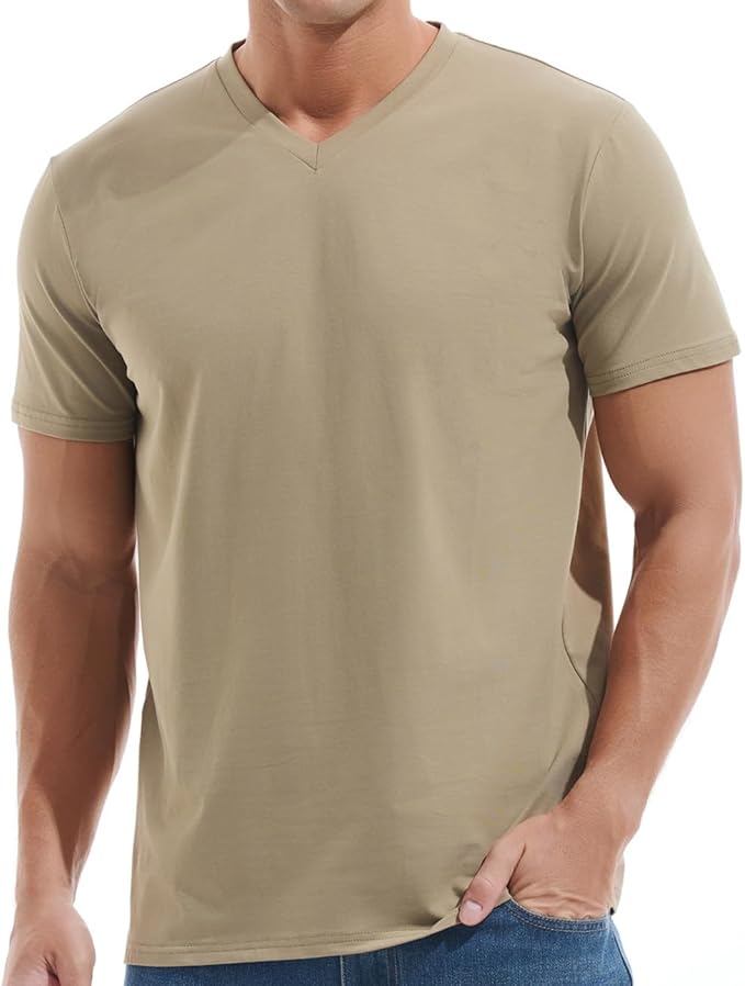 VEIISAR Premium V Neck T Shirts for Men - Modern Fitted Tees Vneck Undershirts-StrideForce Fitness