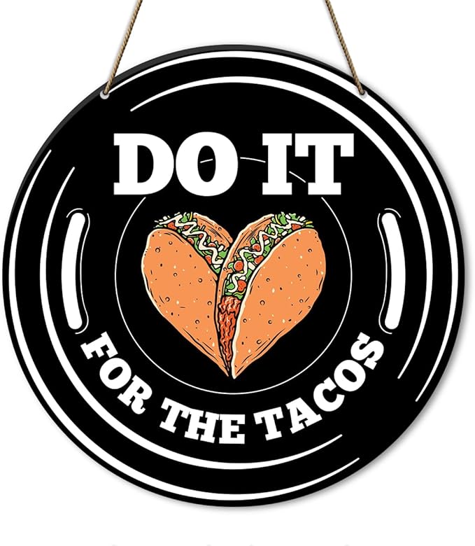 Gym Sign Decor, Home Gym Sign, Workout Room Fitness Room Decor Gym Sign Decoration, Gym Gift for Trainer Exercise Lover, Do It for The Tacos-StrideForce Fitness