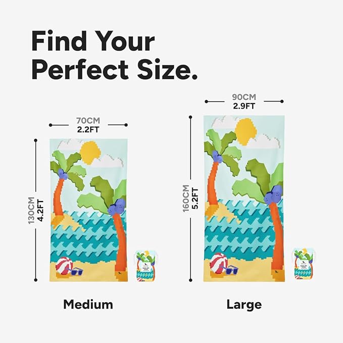 Dock & Bay Beach Towel - Quick Dry, Sand Free - Compact, Lightweight - 100% Recycled - Includes Bag - Build-A-Beach - Large (160x90cm, 63x35)-StrideForce Fitness