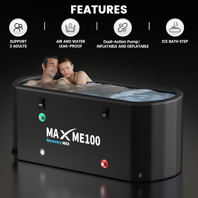 MAXME100® Ice Bath Cold Tub For Athletes, XXL Ice Plunge Tub, Cold Plunge Tube With Step, Water Chiller Compatible, Portable, Inflatable, Outdoor, Indoor (Recovery)-StrideForce Fitness