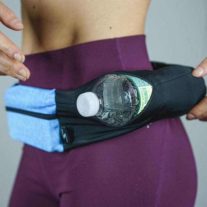 3 Pocket Adjustable Running Belt Waist Pack, Fanny Pack For Working Out With Sweat Resistant Backing, Holds All iPhone Models-StrideForce Fitness