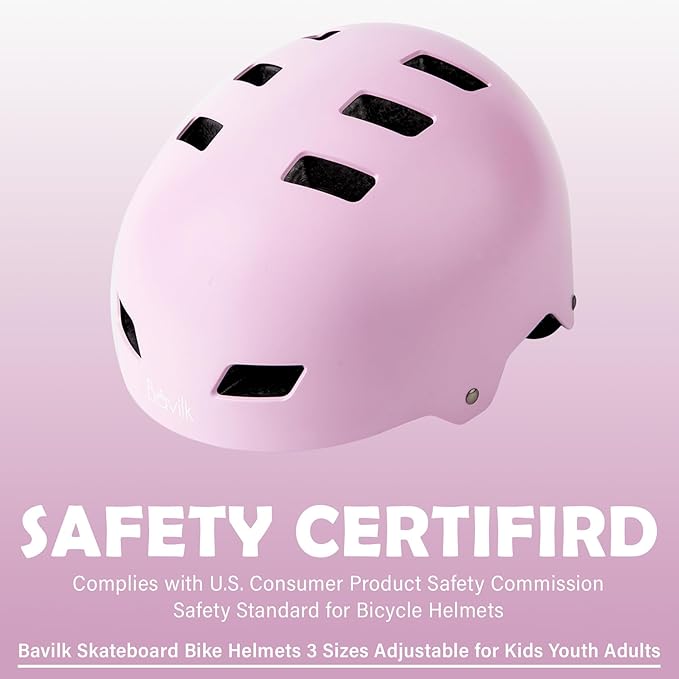 Bike Helmet 3 Sizes for Teenager Kids Youth Adults,Bavilk Skateboard Helmet Adjustable Multi-Sport Bicycle Cycling Scooter Roller Skate Inline Skating Rollerblading for Girls Boys Women Men Teen-StrideForce Fitness