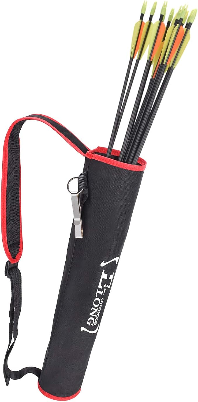 YLS Archery Hip and Back Quiver for Arrows - Black Arrow Quiver for Kids and Adults - Adjustable Arrow Holder with a Padded Strap and Belt Clip - Archery Accessories for Field and Practice-StrideForce Fitness