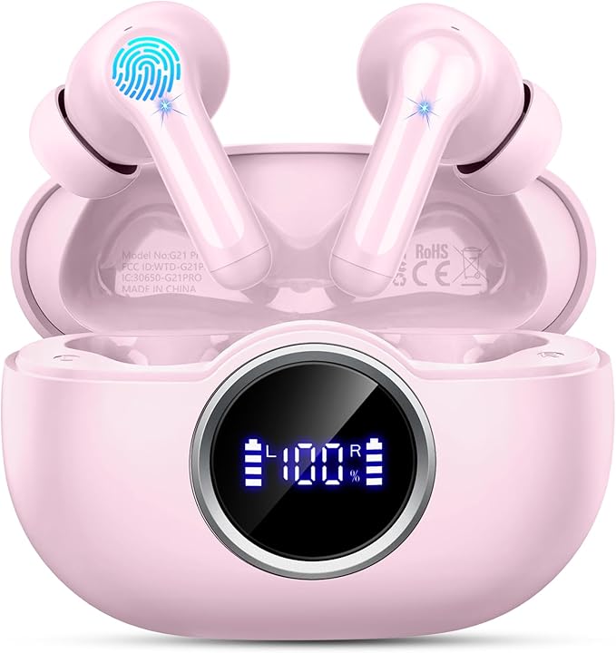 Wireless Earbuds, 2025 Bluetooth 5.4 Headphones Hi-Fi Stereo Ear Buds, 4 ENC Noise Cancelling Mic, 40+Hrs USB-C in-Ear Earphone, IP-X7 Waterproof Sport Workout Gym for Laptop Pad Android iOS-StrideForce Fitness