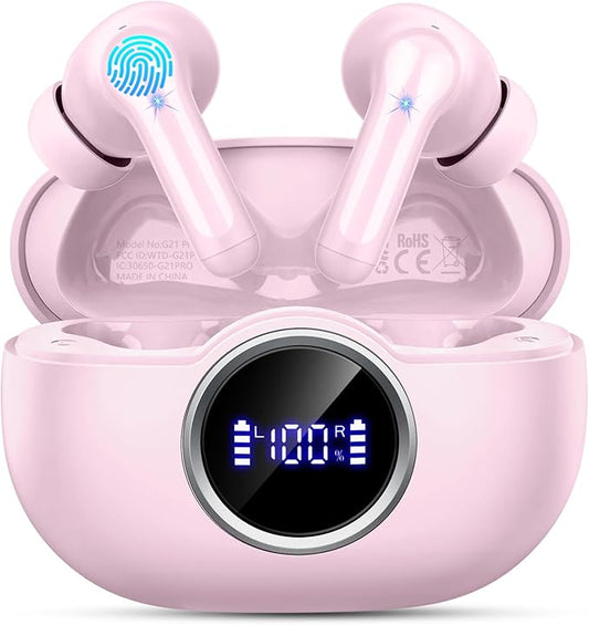 Wireless Earbuds, 2025 Bluetooth 5.4 Headphones Hi-Fi Stereo Ear Buds, 4 ENC Noise Cancelling Mic, 40+Hrs USB-C in-Ear Earphone, IP-X7 Waterproof Sport Workout Gym for Laptop Pad Android iOS-StrideForce Fitness