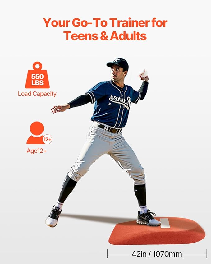 VEVOR Pitching Mound, Baseball Game Mound, Indoor/Outdoor Pitching Practice and Training Equipment, Softball Pitching Aids with Antifade Turf and Pitching Rubber-StrideForce Fitness
